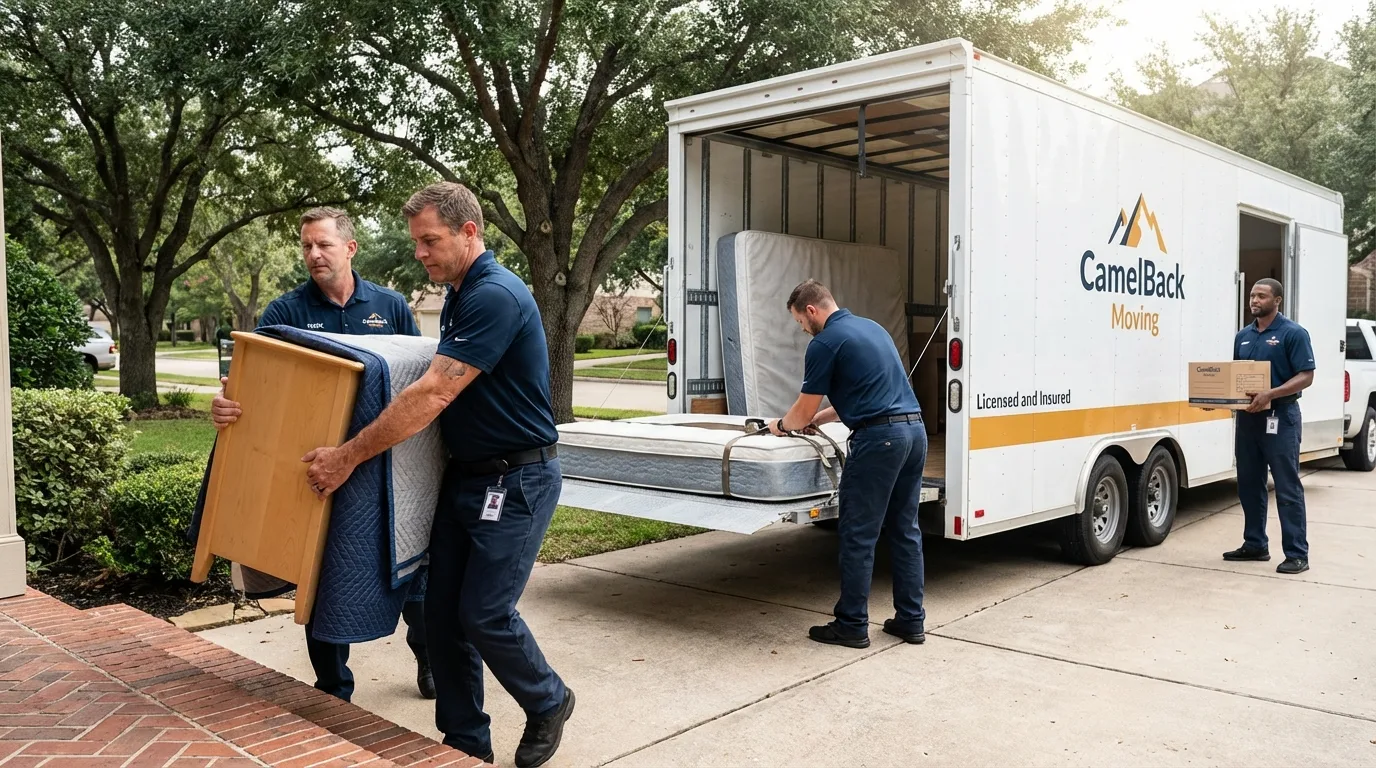 Crew loading residential truck for cross-state move from Nezperce, ID