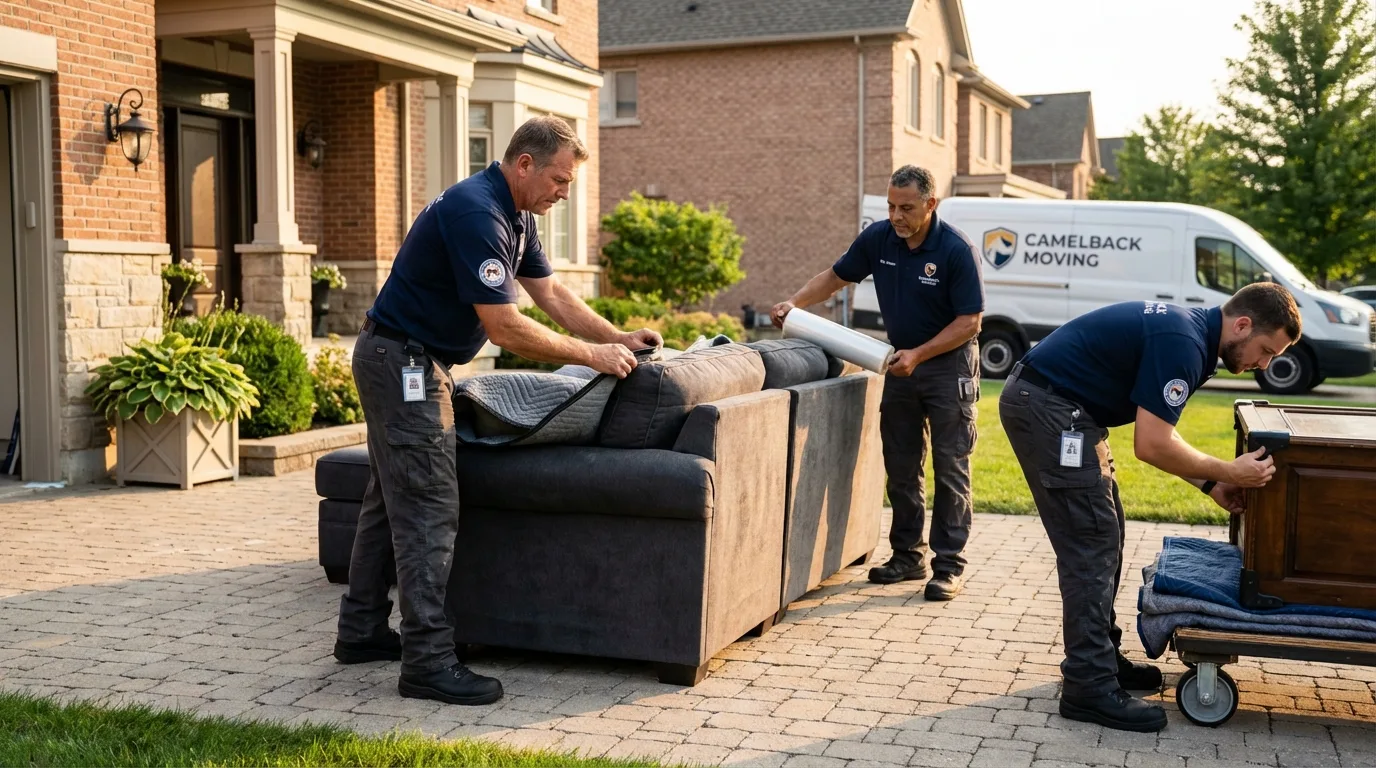 Large estate moving crew wrapping furniture in Nezperce, ID