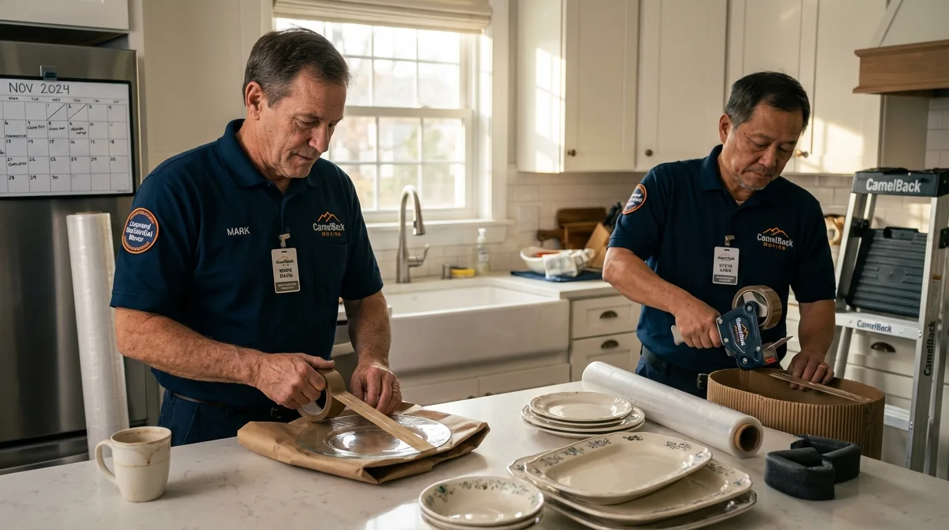 Professional crew packing kitchen dishware in Nezperce, ID